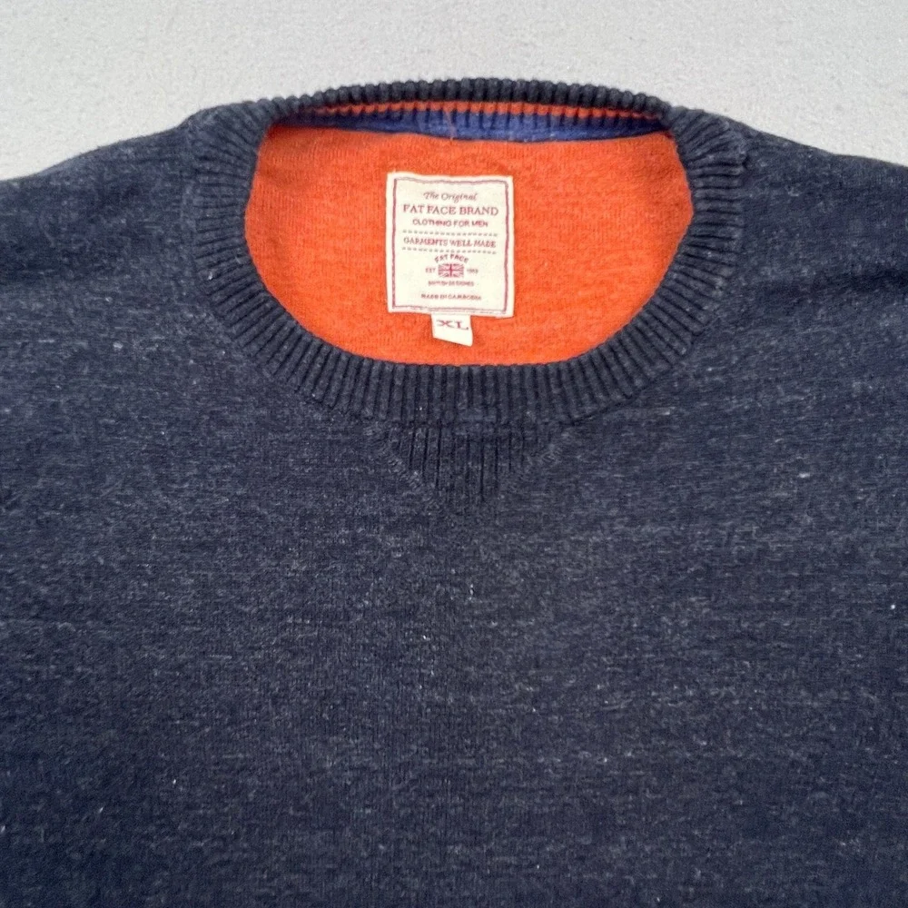 Fat Face Sweater Mens XL Navy Marl Crew Neck Pullover Lightweight Casual Soft